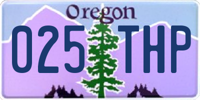 OR license plate 025THP