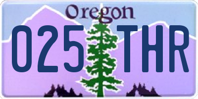 OR license plate 025THR