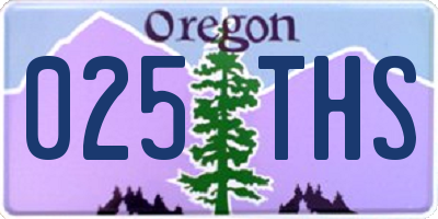 OR license plate 025THS