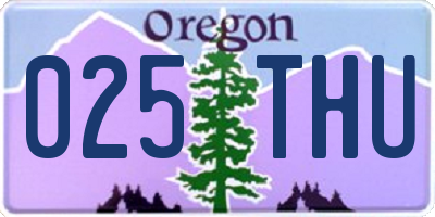 OR license plate 025THU