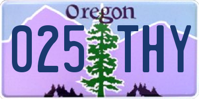 OR license plate 025THY