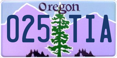 OR license plate 025TIA