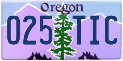 OR license plate 025TIC