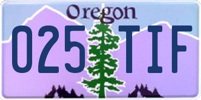 OR license plate 025TIF
