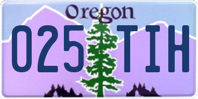 OR license plate 025TIH