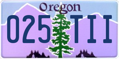 OR license plate 025TII