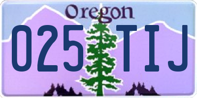 OR license plate 025TIJ