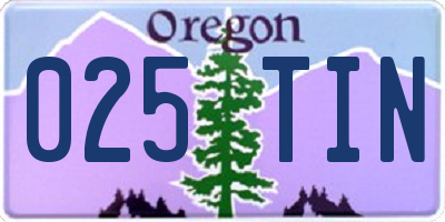 OR license plate 025TIN