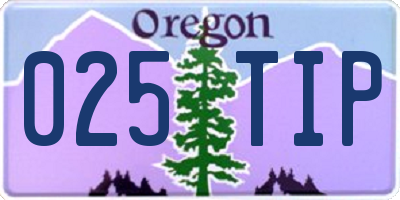 OR license plate 025TIP