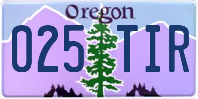 OR license plate 025TIR