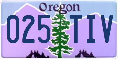 OR license plate 025TIV