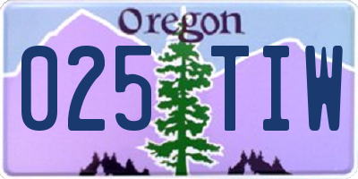 OR license plate 025TIW