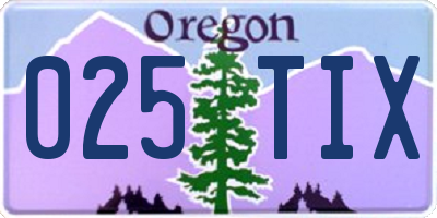OR license plate 025TIX