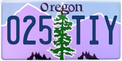 OR license plate 025TIY