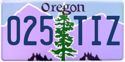 OR license plate 025TIZ