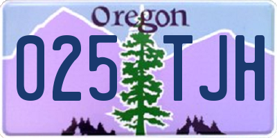 OR license plate 025TJH