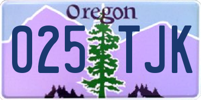 OR license plate 025TJK