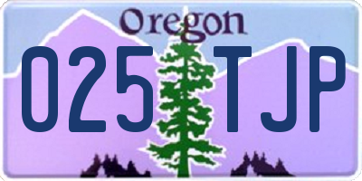 OR license plate 025TJP