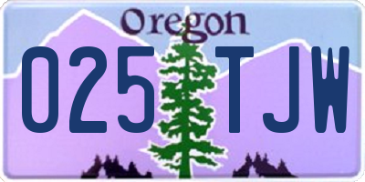 OR license plate 025TJW