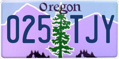 OR license plate 025TJY