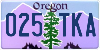 OR license plate 025TKA