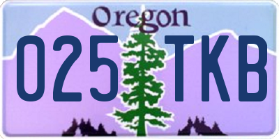 OR license plate 025TKB