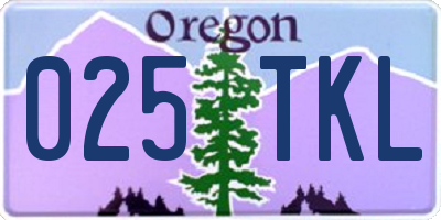 OR license plate 025TKL