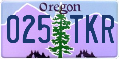 OR license plate 025TKR