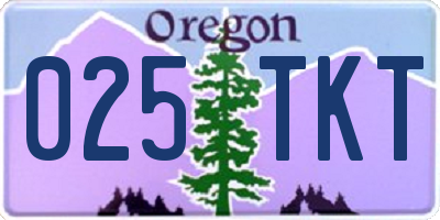 OR license plate 025TKT