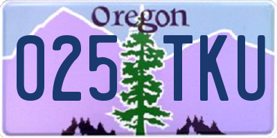 OR license plate 025TKU