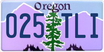 OR license plate 025TLI