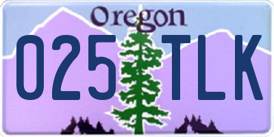 OR license plate 025TLK