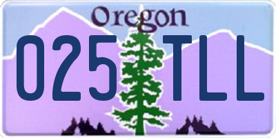 OR license plate 025TLL