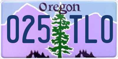 OR license plate 025TLO