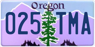 OR license plate 025TMA