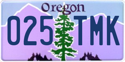 OR license plate 025TMK