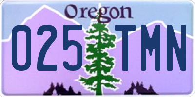 OR license plate 025TMN
