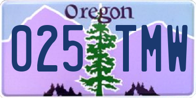 OR license plate 025TMW