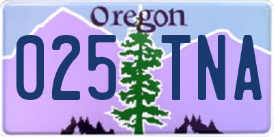 OR license plate 025TNA