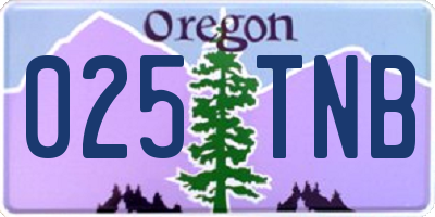 OR license plate 025TNB