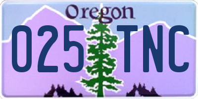 OR license plate 025TNC