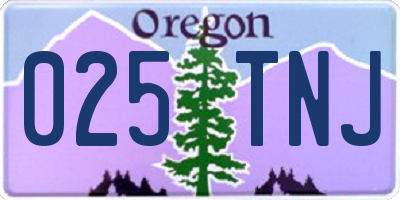 OR license plate 025TNJ