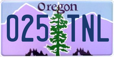 OR license plate 025TNL