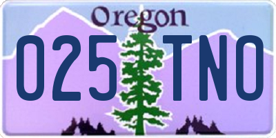 OR license plate 025TNO