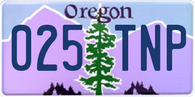 OR license plate 025TNP