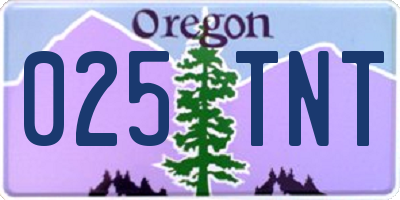 OR license plate 025TNT