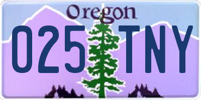 OR license plate 025TNY