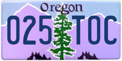 OR license plate 025TOC