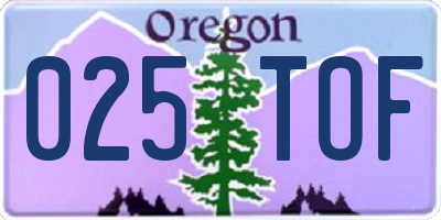 OR license plate 025TOF