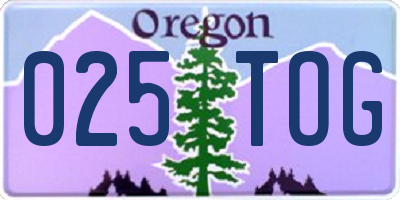 OR license plate 025TOG